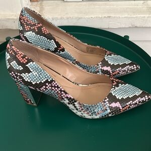 Alfani Jason snakeskin print chunky heel shoes size 10